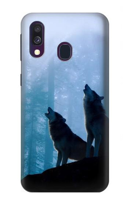 S4053 Two Wolves Couple Howling Forest Case For Samsung Galaxy A40