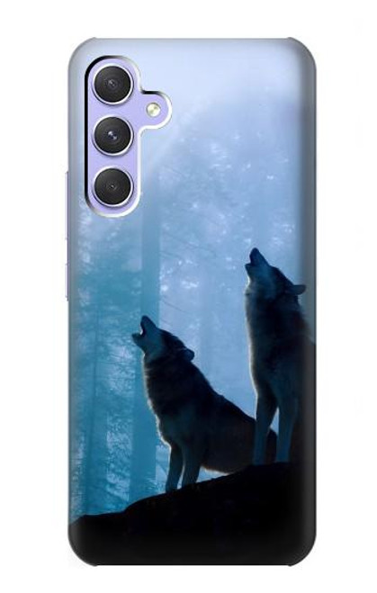 S4053 Two Wolves Couple Howling Forest Case For Samsung Galaxy A54 5G