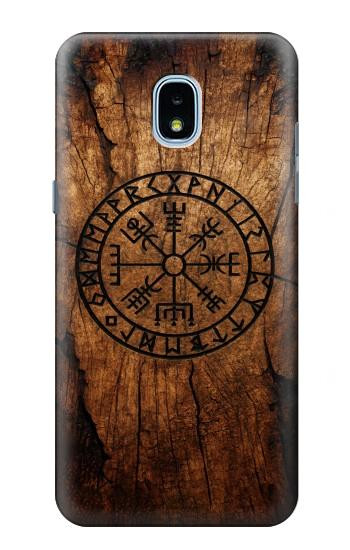 S4036 Viking Vegvisir Compass Wood Case For Samsung Galaxy J3 (2018), J3 Star, J3 V 3rd Gen, J3 Orbit, J3 Achieve, Express Prime 3, Amp Prime 3