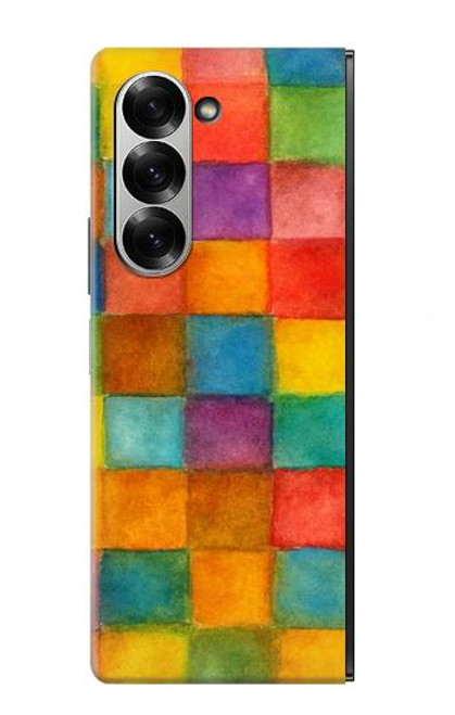 S4077 Water Color Painting Colorful Check Pattern Case For Samsung Galaxy Z Fold 7