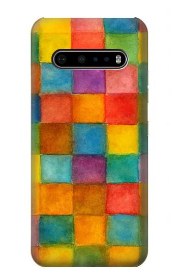 S4077 Water Color Painting Colorful Check Pattern Case For LG V60 ThinQ 5G