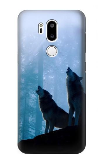 S4053 Two Wolves Couple Howling Forest Case For LG G7 ThinQ