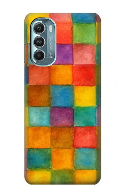 S4077 Water Color Painting Colorful Check Pattern Case For Motorola Moto G Stylus 5G (2022)
