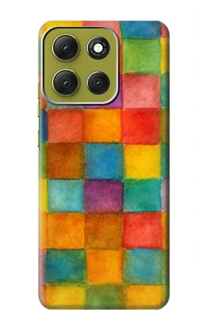 S4077 Water Color Painting Colorful Check Pattern Case For Motorola Moto G86