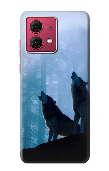 S4053 Two Wolves Couple Howling Forest Case For Motorola Moto G84