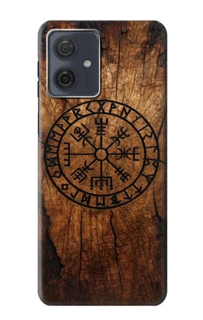 S4036 Viking Vegvisir Compass Wood Case For Motorola Moto G54