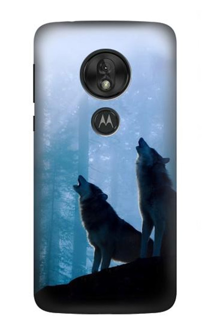 S4053 Two Wolves Couple Howling Forest Case For Motorola Moto G7 Power