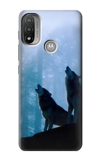 S4053 Two Wolves Couple Howling Forest Case For Motorola Moto E20,E30,E40