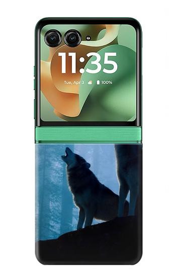 S4053 Two Wolves Couple Howling Forest Case For Motorola Razr 70+,60+, Razr+ (2026, 2025, 2024)
