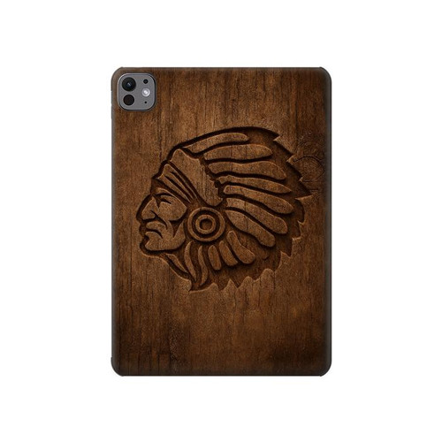 S4035 Native American Wood Carving Hard Case For iPad Pro 11 (2024,2025)