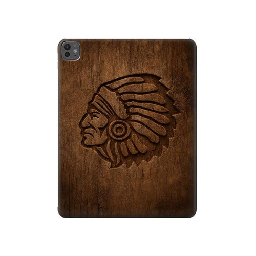 S4035 Native American Wood Carving Hard Case For iPad Pro 13 (2024,2025), Air 13 2026