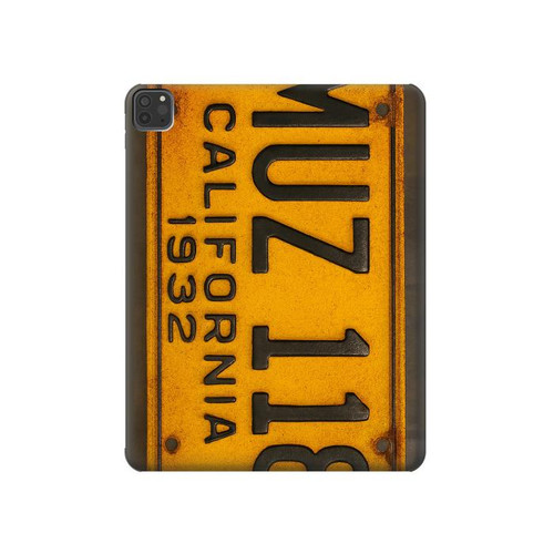 S4060 Vintage California Car License Plate Hard Case For iPad Pro 11 (2021,2020,2018, 3rd, 2nd, 1st)