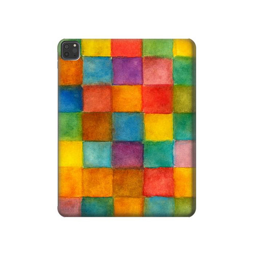 S4077 Water Color Painting Colorful Check Pattern Hard Case For iPad Pro 11 (2021,2020,2018, 3rd, 2nd, 1st)