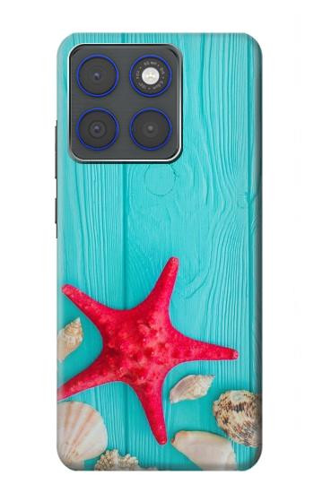 S3428 Aqua Wood Starfish Shell Case For Motorola Edge 70