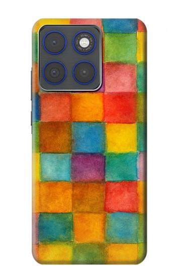 S4077 Water Color Painting Colorful Check Pattern Case For Motorola Edge 70