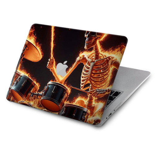 S3985 Fire Skull Drummer Hard Case For MacBook Air 13″ - A1369, A1466
