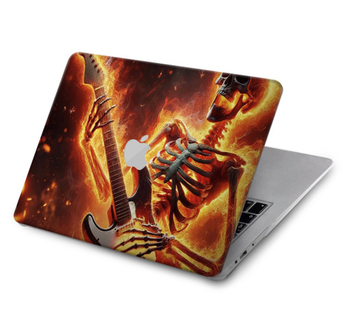S3984 Fire Skeleton Playing Guitar Hard Case For MacBook Pro 16″ - A2141