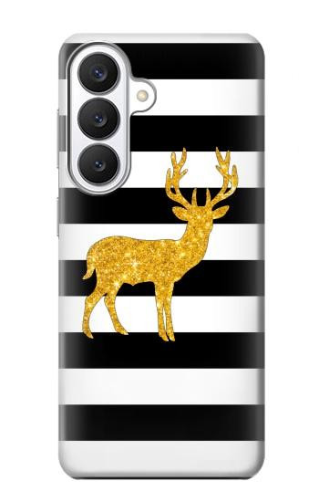 S2794 Black and White Striped Deer Gold Sparkles Case For Samsung Galaxy S26