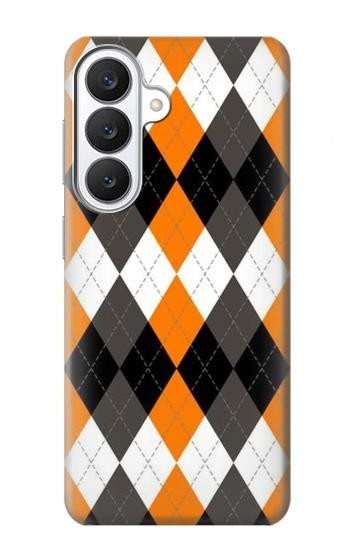 S3421 Black Orange White Argyle Plaid Case For Samsung Galaxy S26