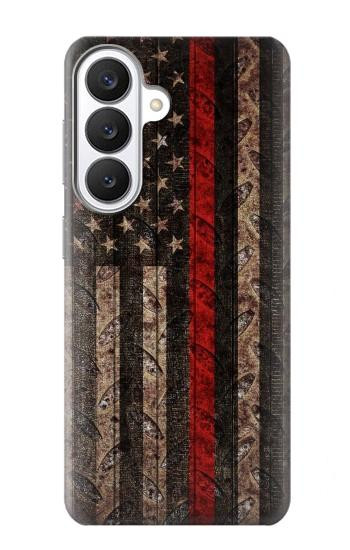 S3804 Fire Fighter Metal Red Line Flag Graphic Case For Samsung Galaxy S26