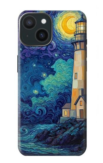 S4092 Moonlit Lighthouse Coastal Painting Case For iPhone 15