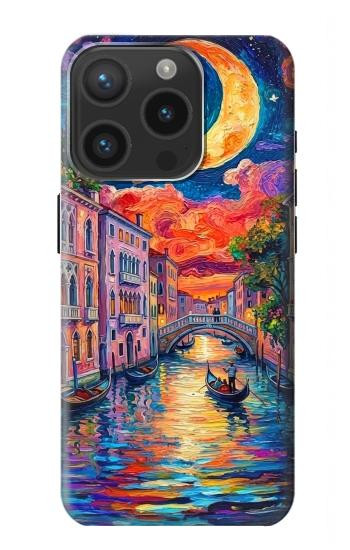 S4083 Colorful Painting Moonlit Venice City Case For iPhone 15 Pro