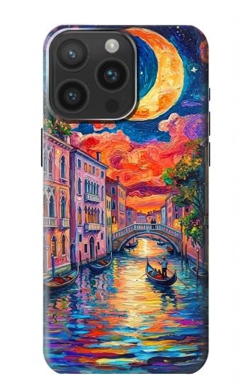 S4083 Colorful Painting Moonlit Venice City Case For iPhone 15 Pro Max