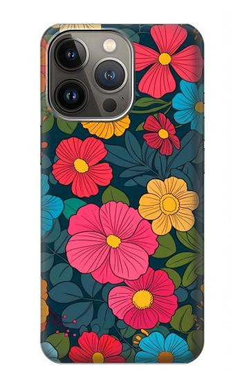 S4105 Vibrant Colorful Floral Pattern Case For iPhone 14 Pro