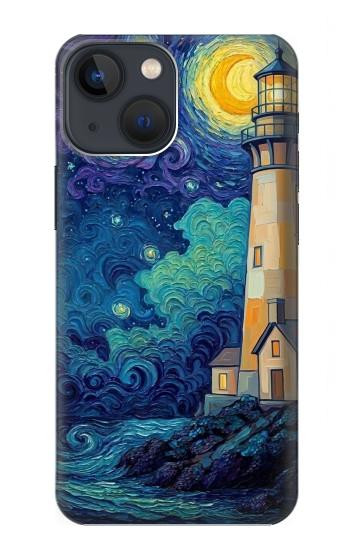 S4092 Moonlit Lighthouse Coastal Painting Case For iPhone 13 mini