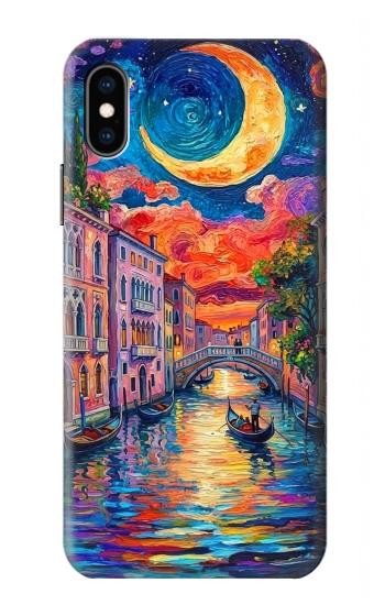 S4083 Colorful Painting Moonlit Venice City Case For iPhone X, iPhone XS