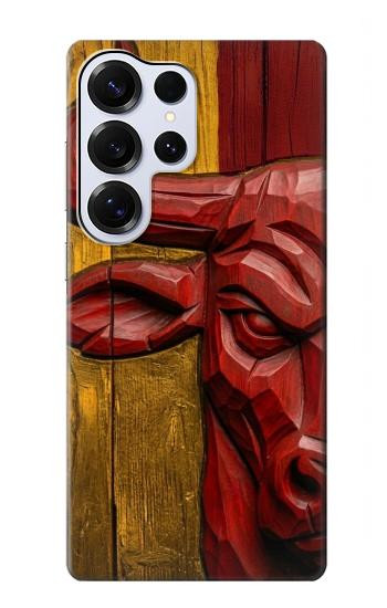 S4098 Span Bull Carved Artwork Case For Samsung Galaxy S25 Ultra