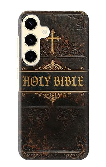 S4109 Vintage Antique Bible Book Cover Art Case For Samsung Galaxy S24