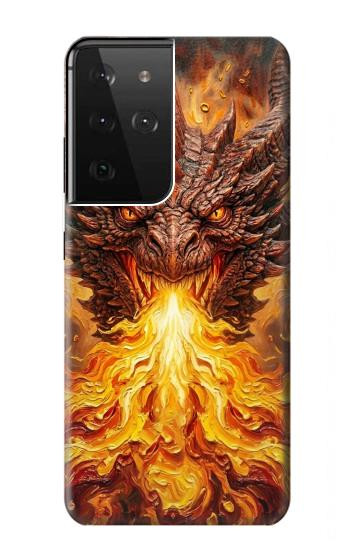 S4090 Epic Fire Dragon Fantasy Illustration Case For Samsung Galaxy S21 Ultra 5G