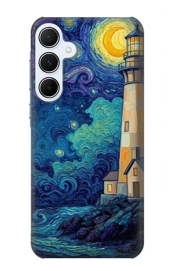S4092 Moonlit Lighthouse Coastal Painting Case For Samsung Galaxy A55 5G