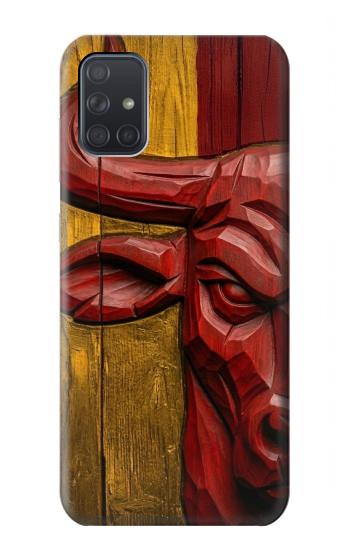 S4098 Span Bull Carved Artwork Case For Samsung Galaxy A71 5G