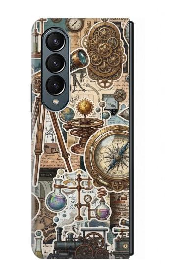 S4100 Vintage Scientific Discovery Collage Case For Samsung Galaxy Z Fold 4