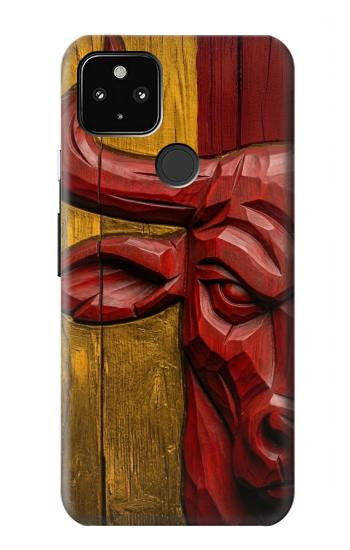 S4098 Span Bull Carved Artwork Case For Google Pixel 4a 5G