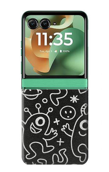 S4101 Cute Cartoon Monster Pattern Case For Motorola Razr 70+,60+, Razr+ (2026, 2025, 2024)