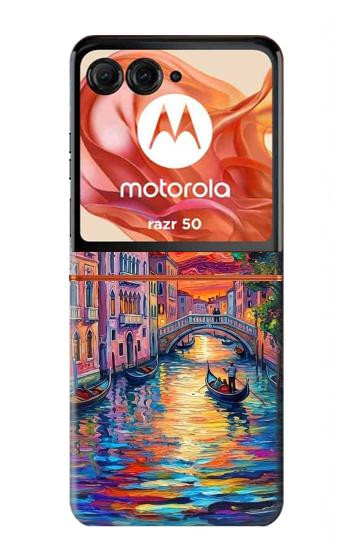 S4083 Colorful Painting Moonlit Venice City Case For Motorola Razr 70,60,50, Razr (2026, 2025, 2024)