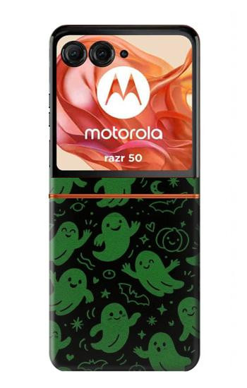 S4087 Cute Green Ghost Cartoon Pattern Case For Motorola Razr 70,60,50, Razr (2026, 2025, 2024)