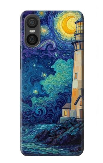 S4092 Moonlit Lighthouse Coastal Painting Case For Sony Xperia 10 VI