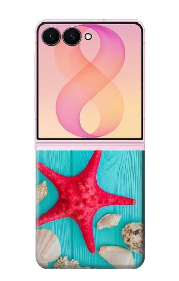 S3428 Aqua Wood Starfish Shell Case For Samsung Galaxy Z Flip 8