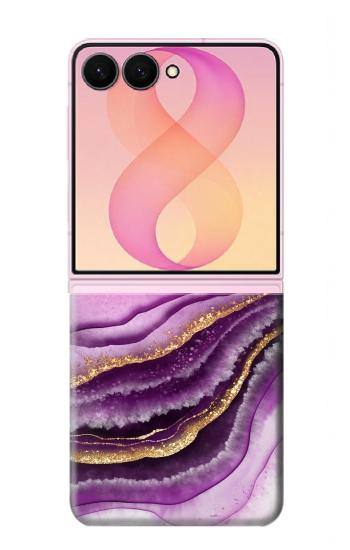 S3896 Purple Marble Gold Streaks Case For Samsung Galaxy Z Flip 8