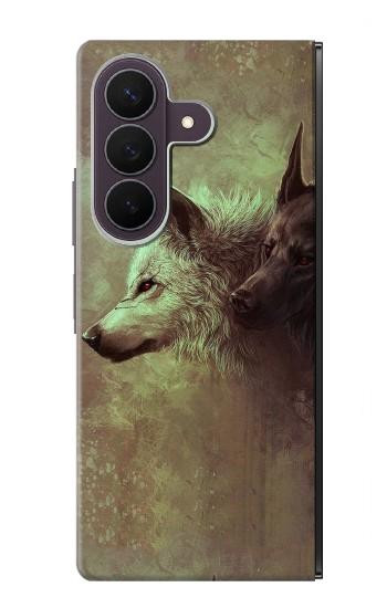 S0931 White Black Wolf Case For Samsung Galaxy Z Fold 8 Ultra