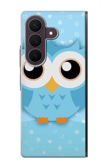 S3029 Cute Blue Owl Case For Samsung Galaxy Z Fold 8 Ultra