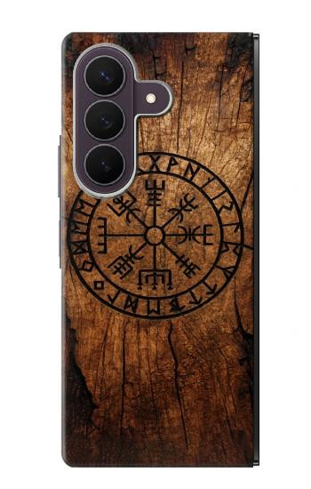 S4036 Viking Vegvisir Compass Wood Case For Samsung Galaxy Z Fold 8 Ultra