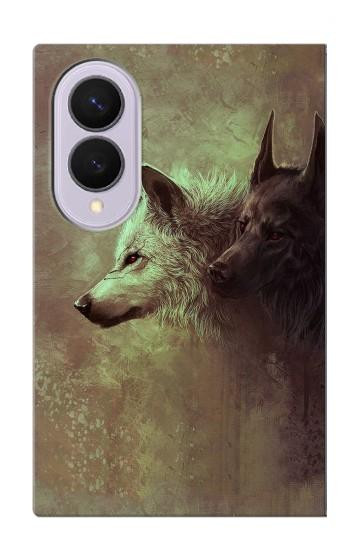 S0931 White Black Wolf Case For Samsung Galaxy Z Fold 8