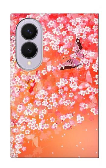 S2543 Japanese Kimono Style Flower Pattern Case For Samsung Galaxy Z Fold 8