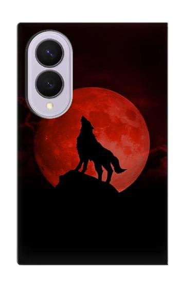 S2955 Wolf Howling Red Moon Case For Samsung Galaxy Z Fold 8