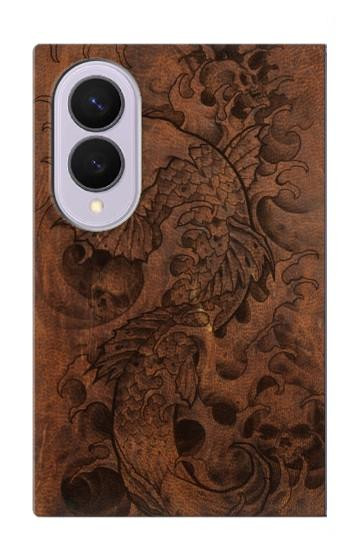 S3405 Fish Tattoo Leather Graphic Print Case For Samsung Galaxy Z Fold 8